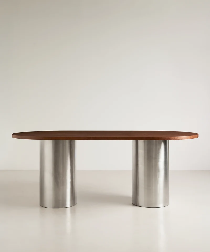Mesa de Comedor Ovalada en Acero Laminado Inti (200 x 76 cm)