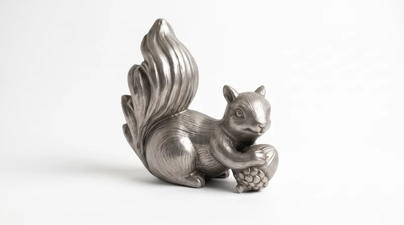 ARDILLA CON BELLOTA FIGURA DECORATIVA EN RESINA ACABADO CHAMPAGNE