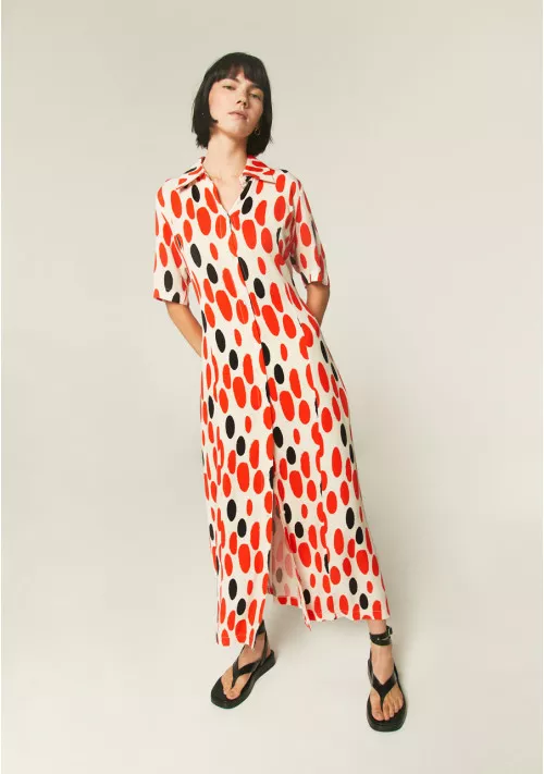 VESTIDO CAMISERO ALMENDRAS NARANJAS