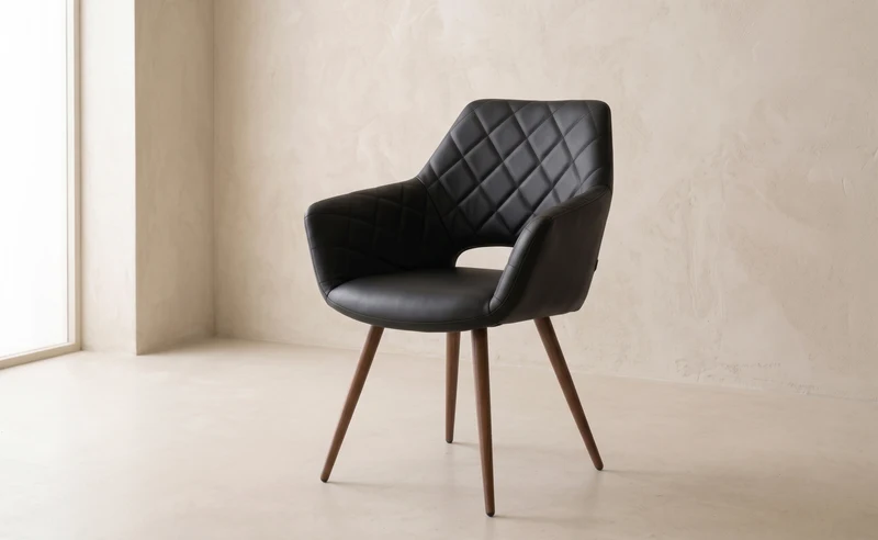 CHARLES SILLA OCASIONAL PU NEGRO PATAS METAL MADERA