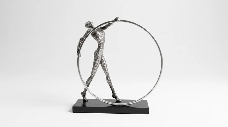 GIMNASIA HOMBRE FIGURA DECORATIVA SIMPLE EN RESINA Y METAL