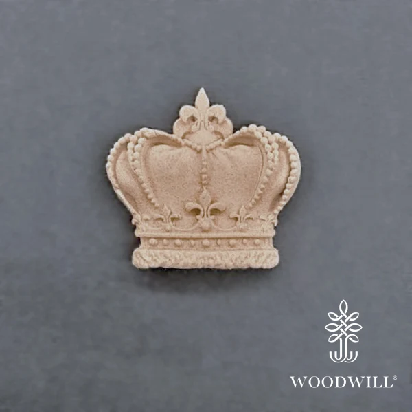 Wood Carved Decorative Crown 4.1cm x 3