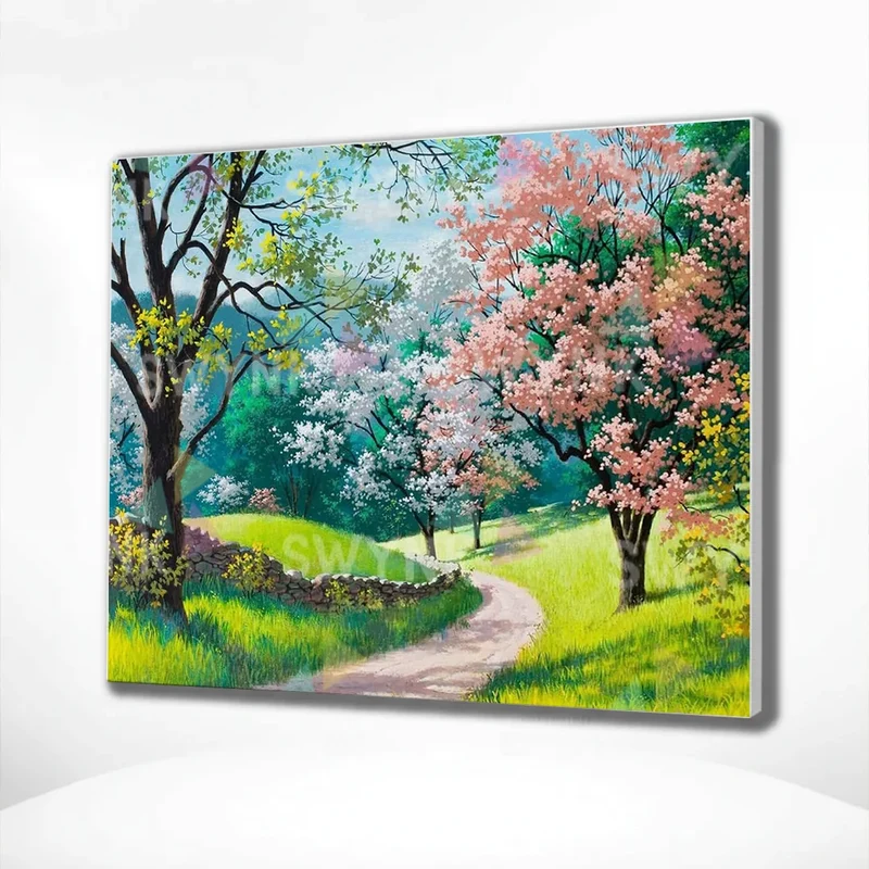 Painting by numbers Park with Pink Flowers