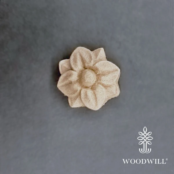 Wood Carved Decorative Flower Rosette 3.8 Cm