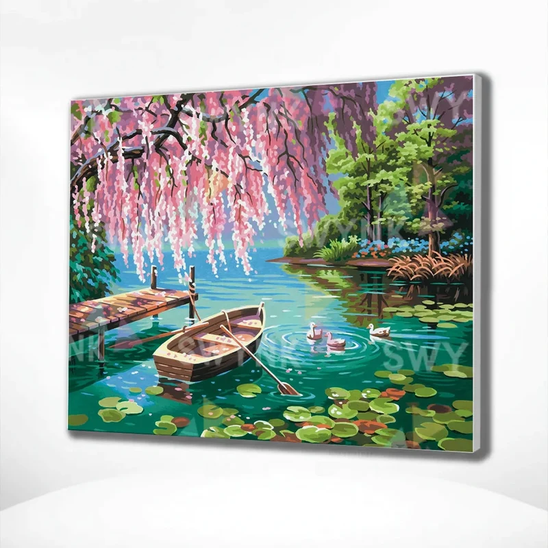 Painting by numbers Landscape Water and Boat