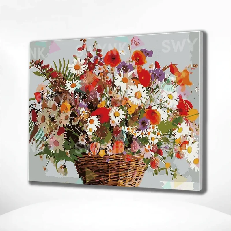 Painting by numbers Camomile in a basket
