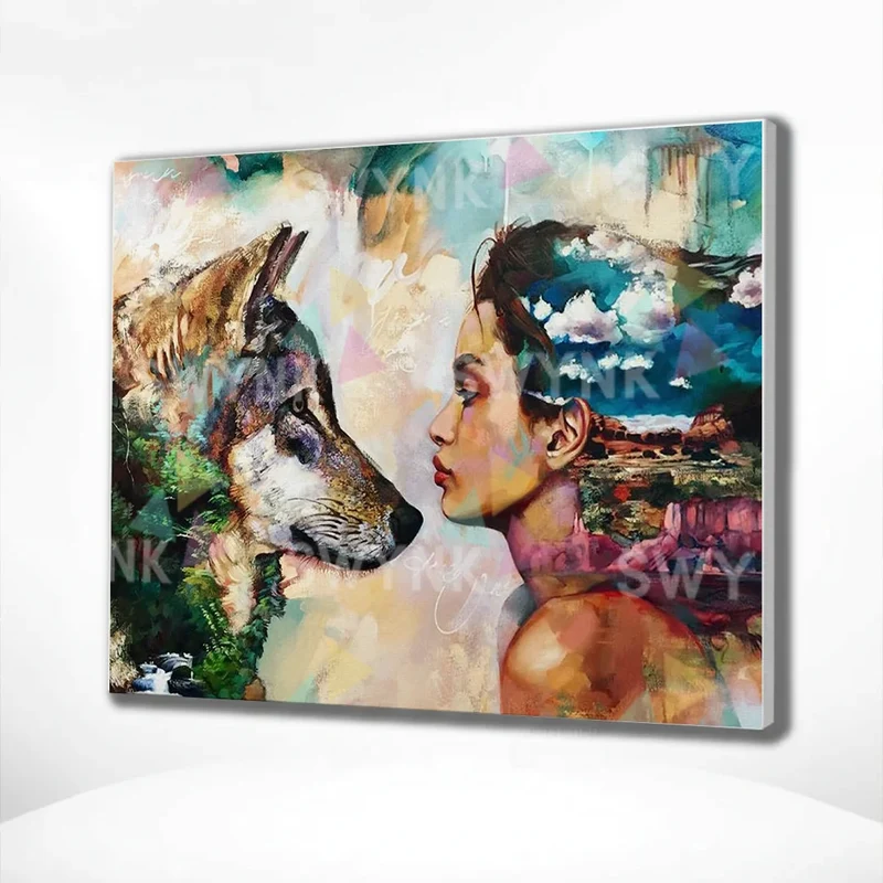 Painting by numbers Woman and Wolf