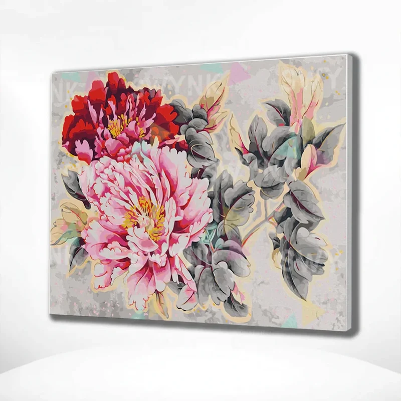 Painting by numbers Red and Pink Flowers