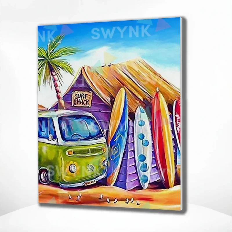Painting by numbers Beach with Van