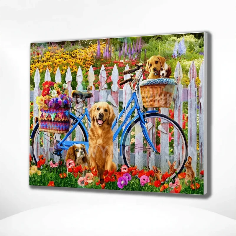 Painting by numbers Bicycle and Dogs