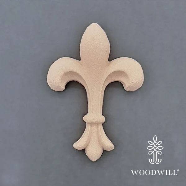 Wood Carving Decorative French Lily 7cm x 10 Cm