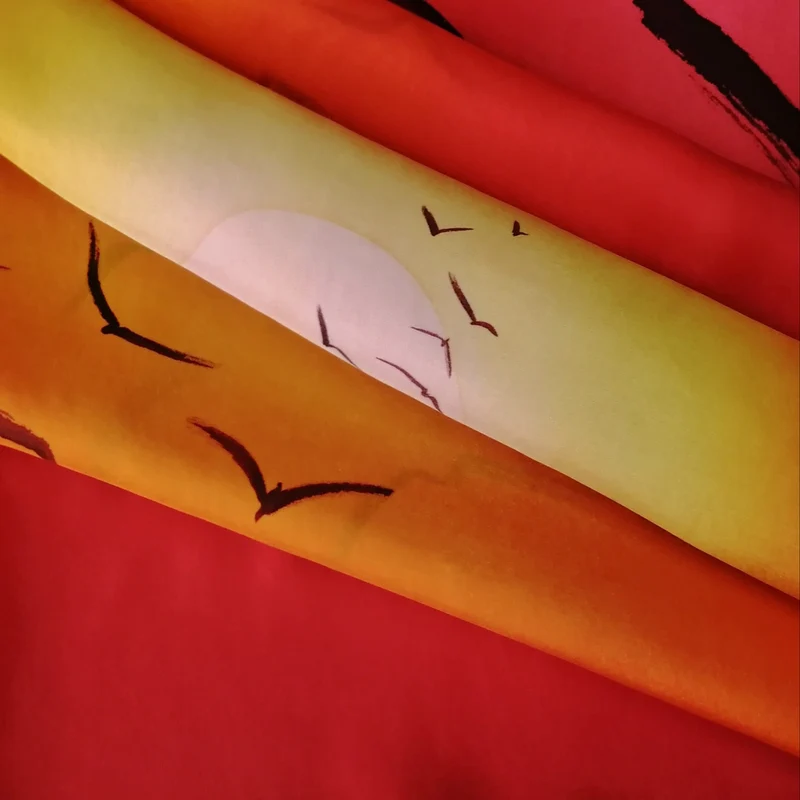 FOULARD PAÑUELO SEDA PAJAROS ROJO