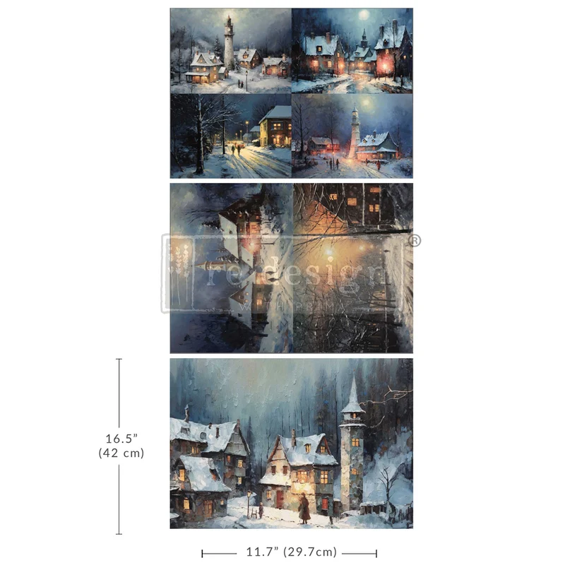 Decoupage Decor Tissue Paper Pack - Snowy Twilight