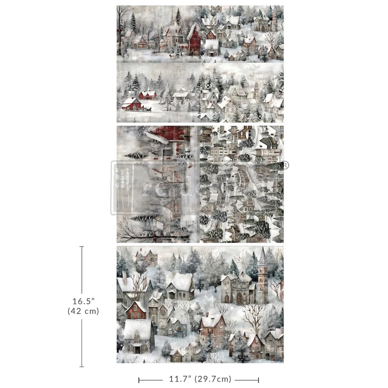 Decoupage Decor Tissue Paper Pack - Silent Night Snow Village