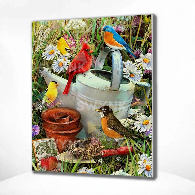 Painting by numbers Red, Blue and Yellow Birds