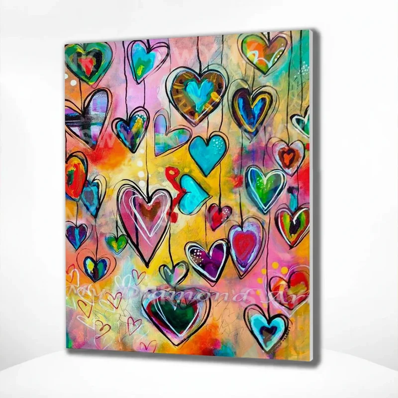 Painting by numbers Colourful Hearts
