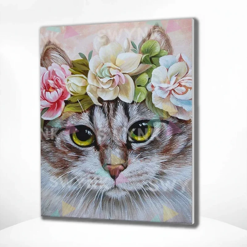 Painting by numbers Cat with Flowers
