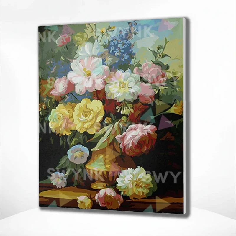 Painting by numbers Vase with Coloured Flowers
