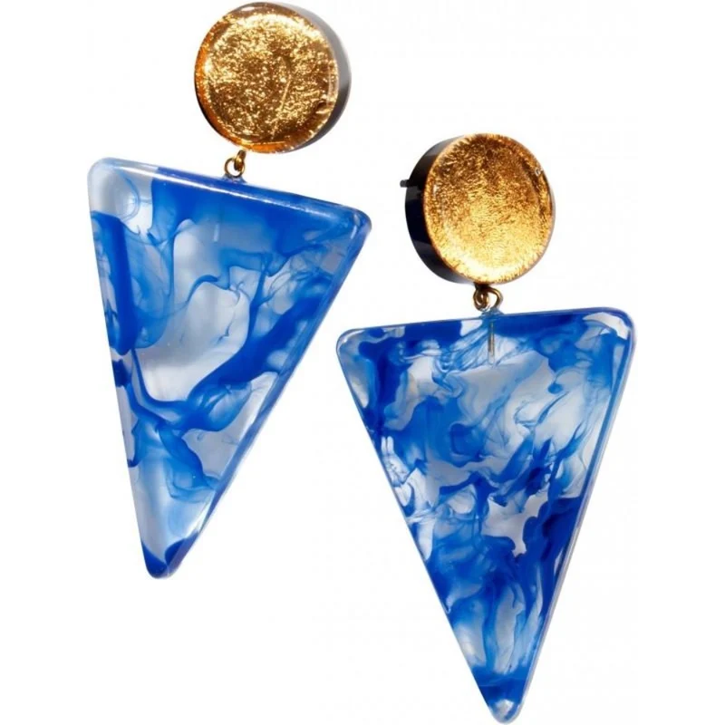 PENDIENTES RESINA Y PAN DE ORO AZULES