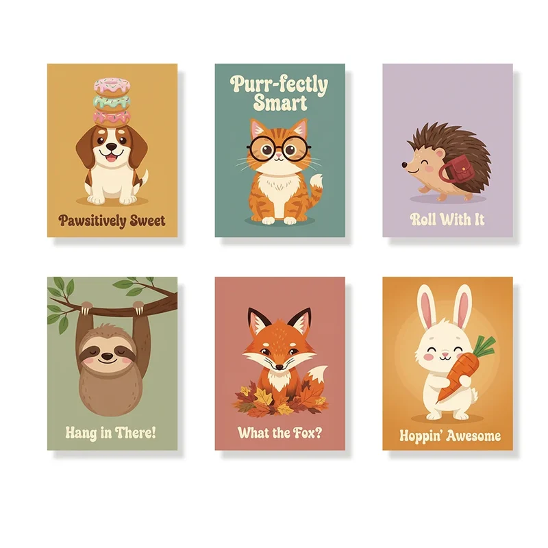 Animal Puns Parade - Mini Painting by numbers Set of 6
