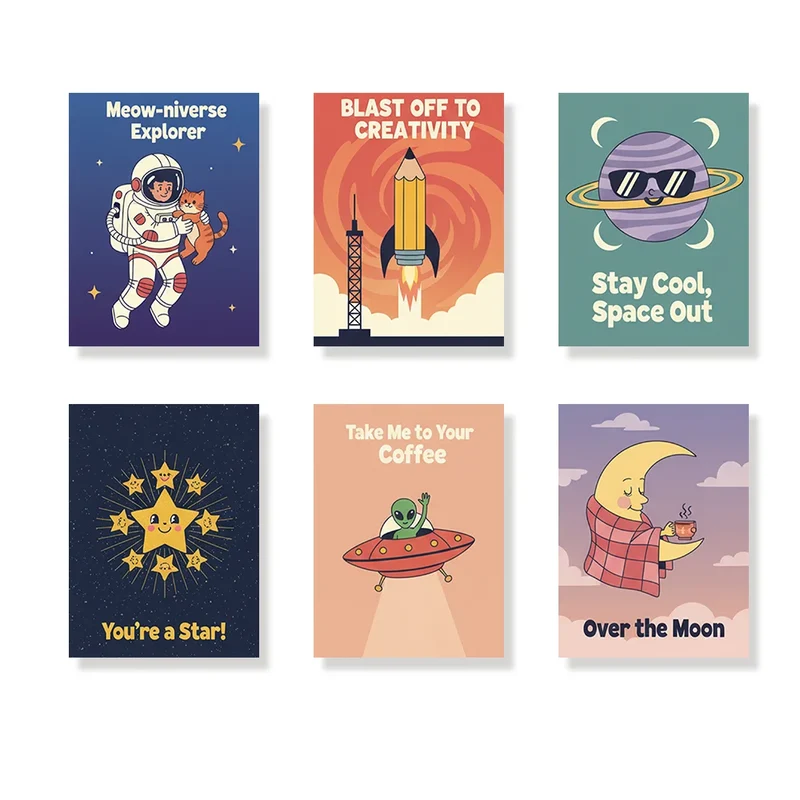 Quirky Space Adventures - Mini Painting by numbers Set of 6