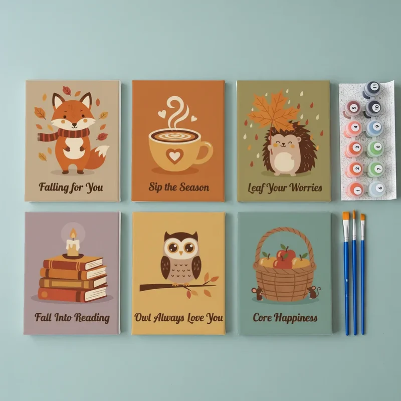 Cosy autumn vibes - Mini Painting by numbers Set of 6