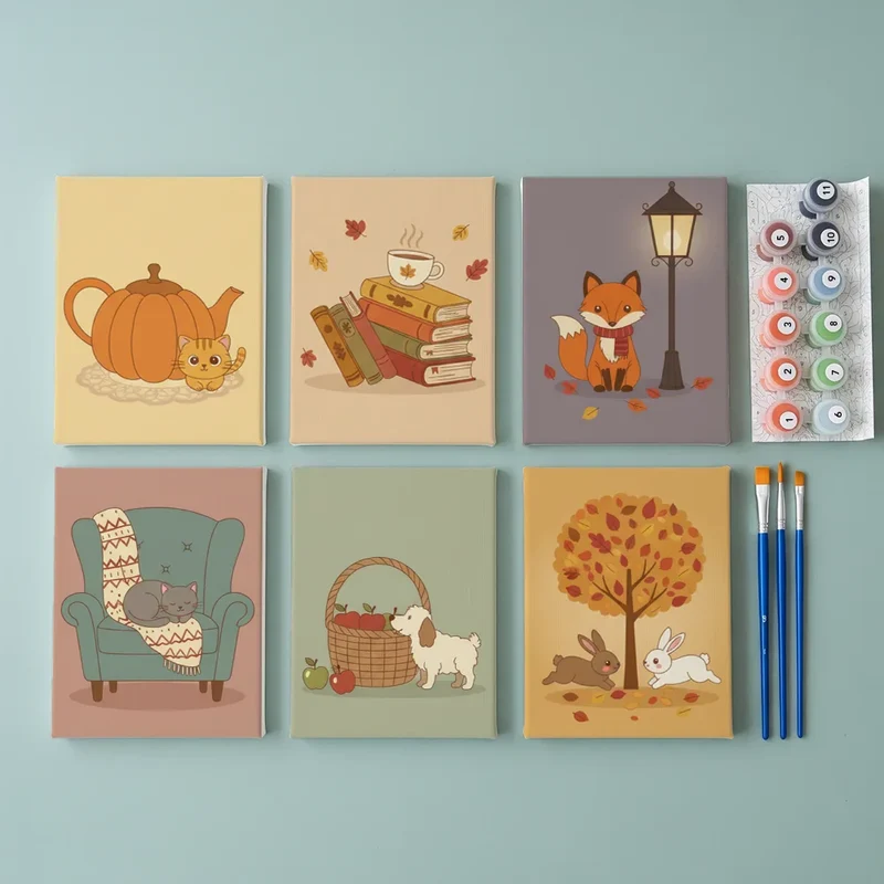 Autumn peculiarity - Mini Painting by numbers Set of 6