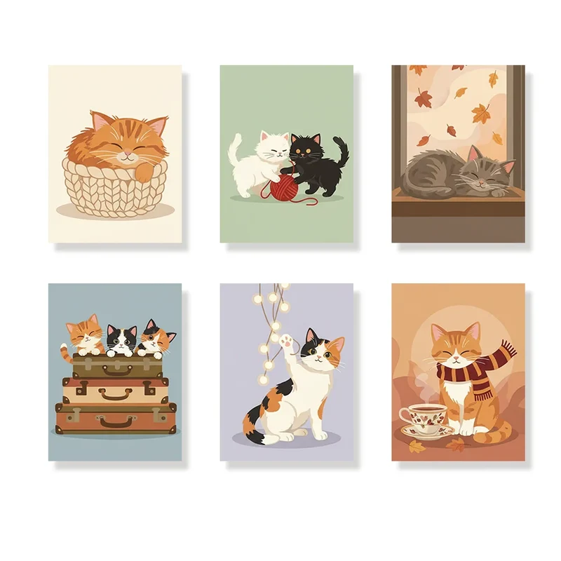 Cosy Kitty Corner - Mini Painting by numbers Set of 6