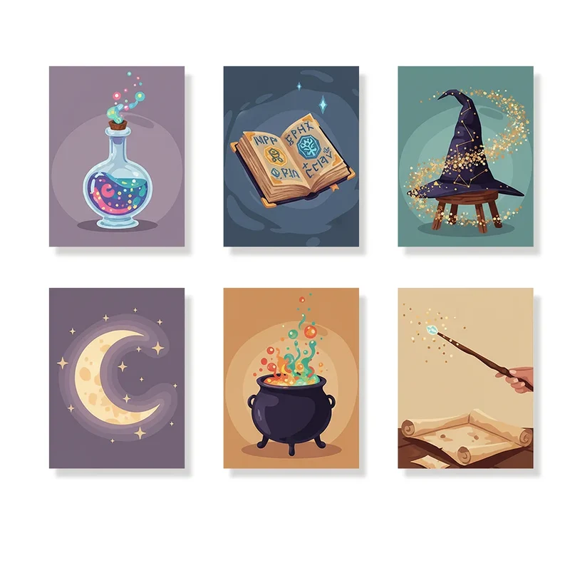 Magic and Enchantment - Mini Painting by numbers Set of 6
