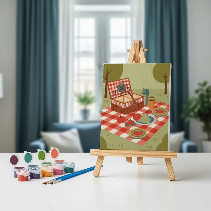 Retro Picnic Vibes - Mini Painting by numbers Set of 6