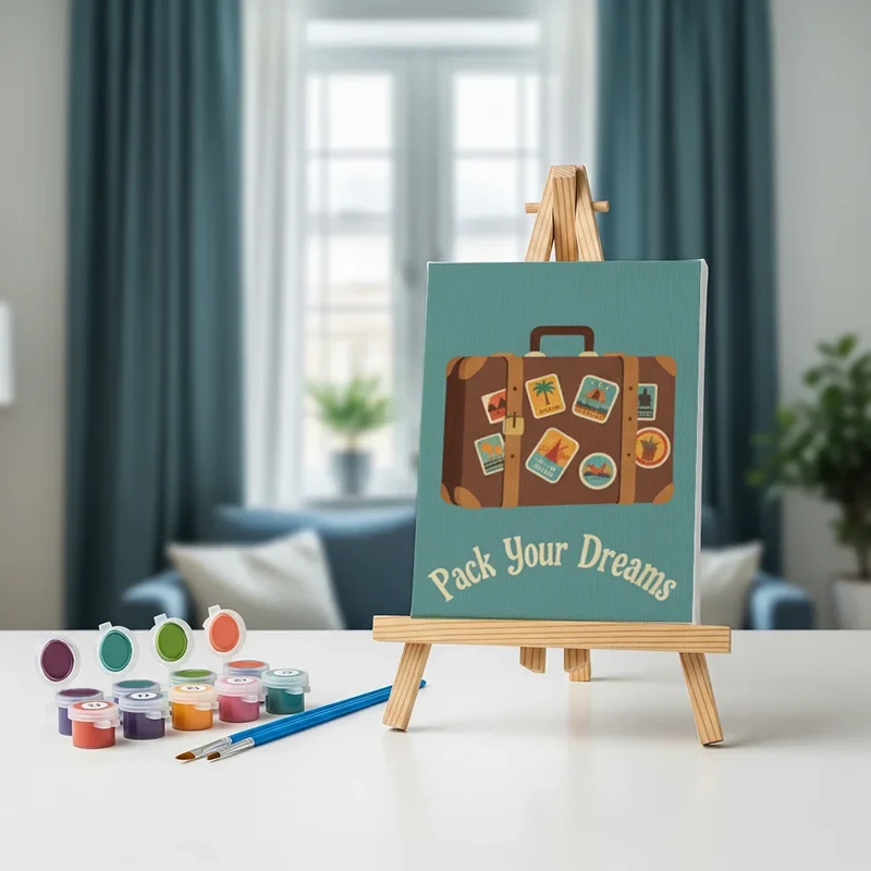 Retro Travel Time - Mini Painting by numbers Set of 6