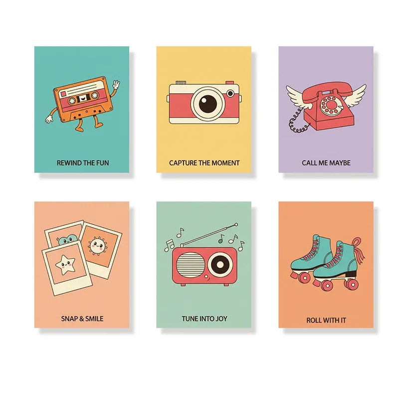 Playful Retro Objects - Mini Painting by numbers Set of 6