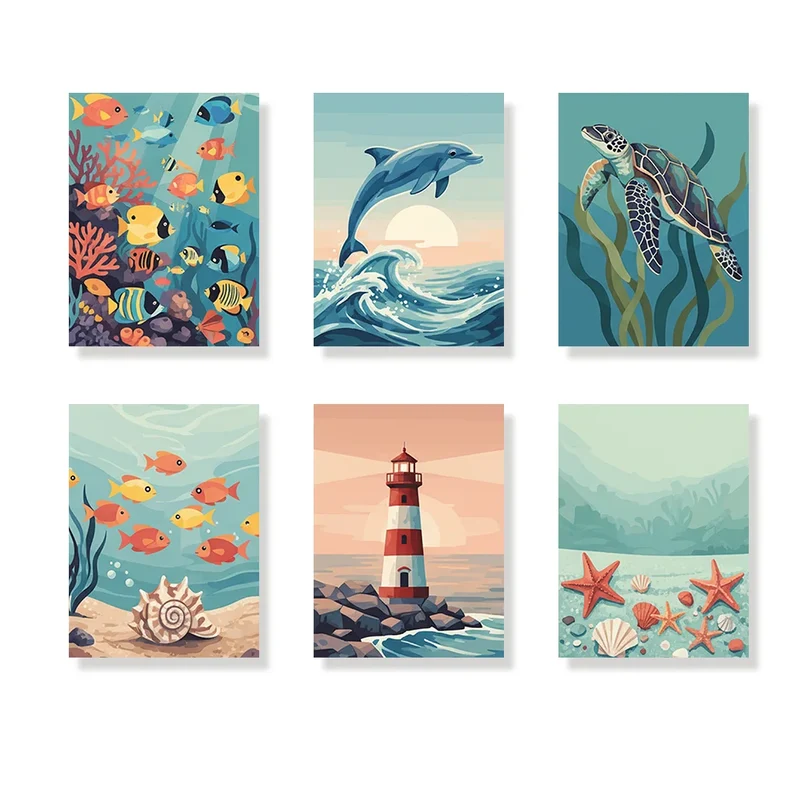 Wonders of the Sea - Mini Painting by numbers Set of 6