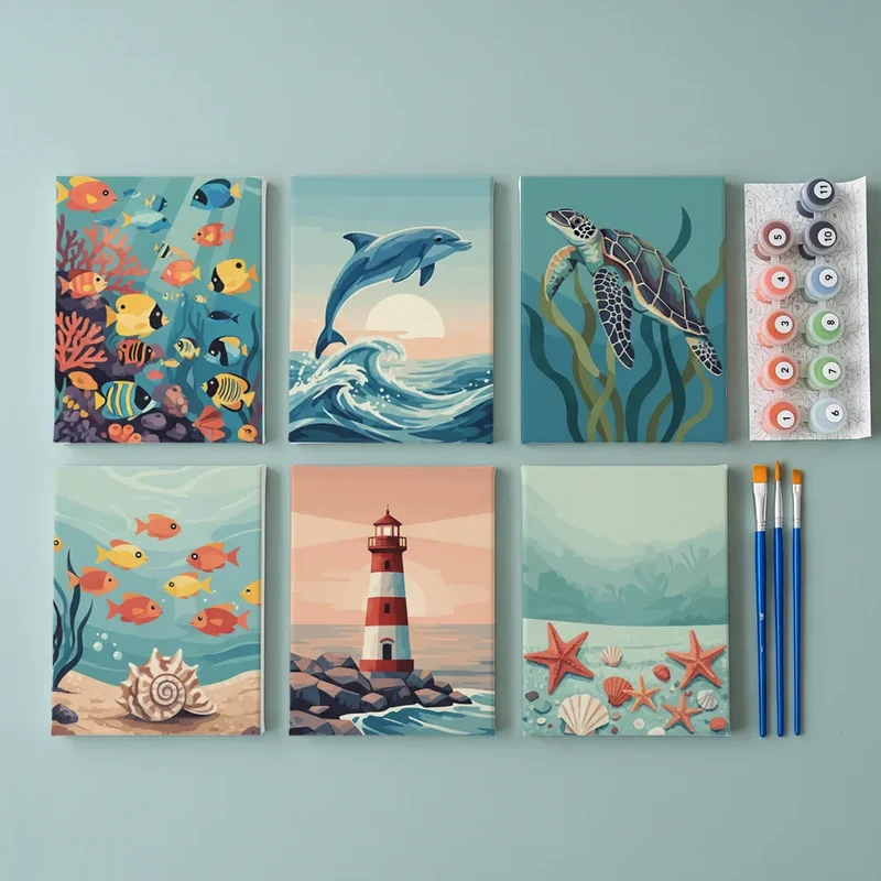 Wonders of the Sea - Mini Painting by numbers Set of 6