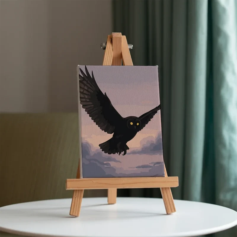 Tawny owl at dusk - Mini Painting by numbers Set of 6