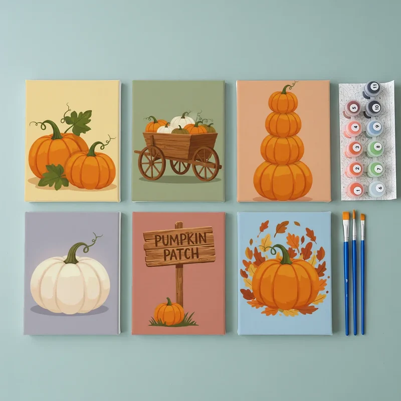 Dreaming of a pumpkin - Mini Painting by numbers Set of 6