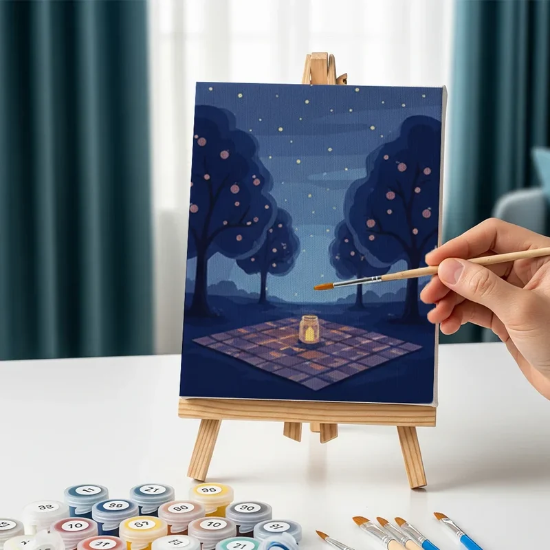 Orchard Night with Stars - Mini Painting by numbers Set of 6