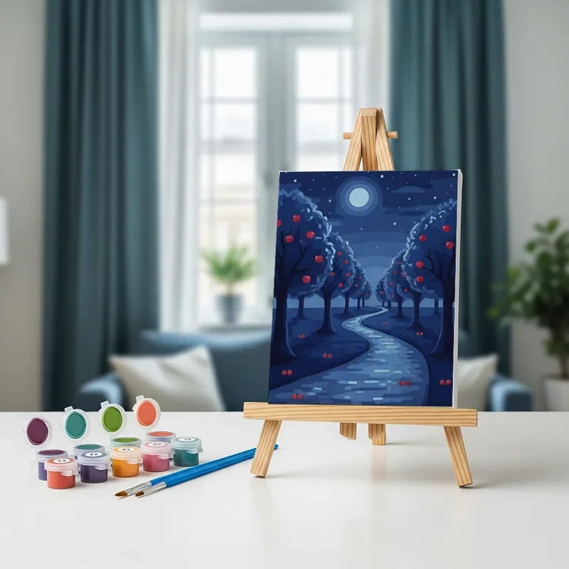 Orchard Night with Stars - Mini Painting by numbers Set of 6