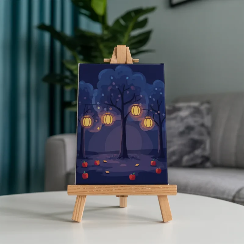 Orchard Night with Stars - Mini Painting by numbers Set of 6