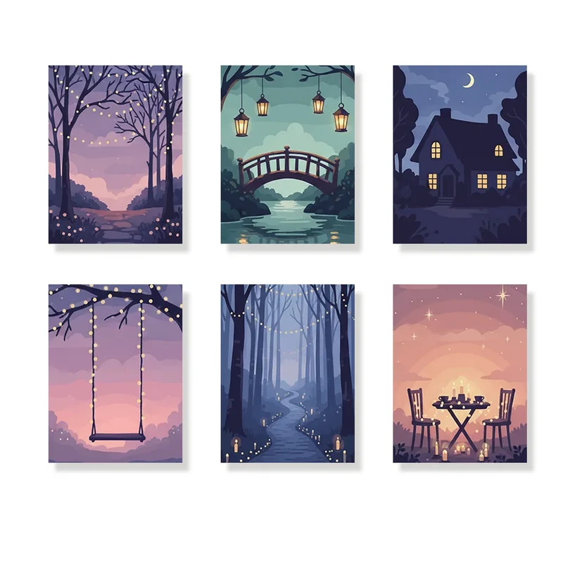 Fairytale Evening - Mini Painting by numbers Set of 6