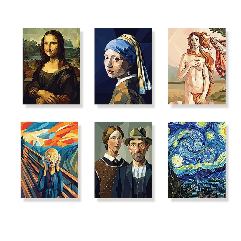 Geometric masterpieces - Mini Painting by numbers Set of 6