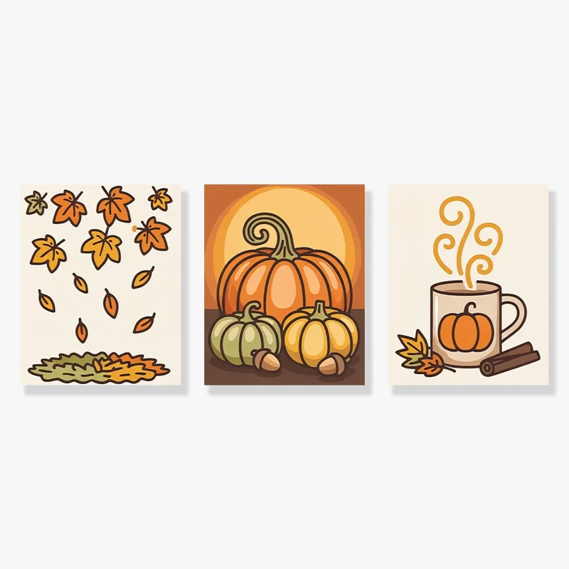 Autumn Bliss - Mini Painting by numbers Set of 3