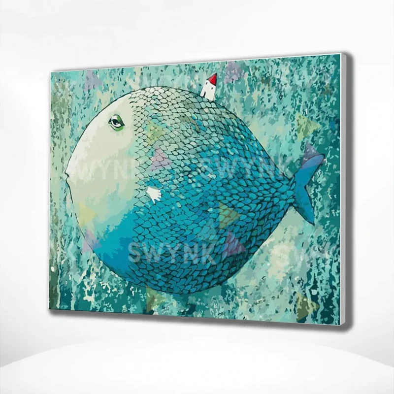 Painting by numbers Fish with House