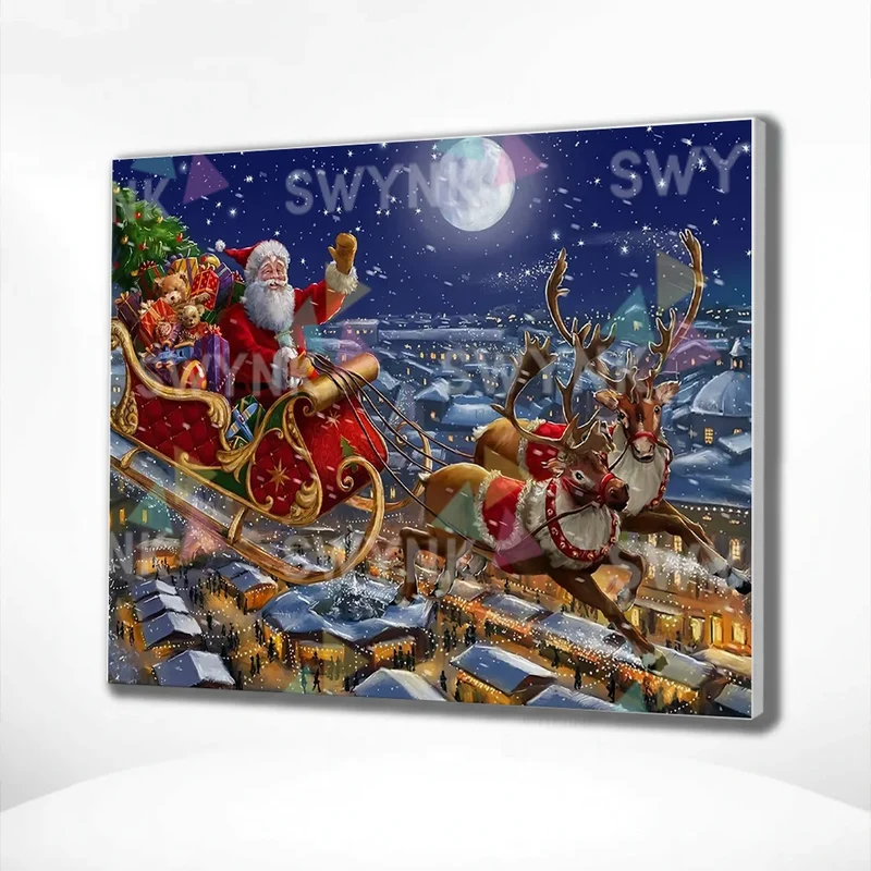 Painting by numbers Santa Claus and Reindeer
