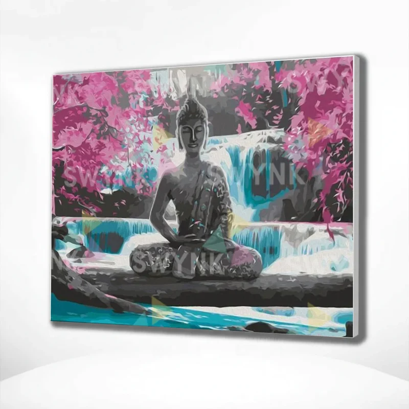 Painting by numbers Buddha Pink Flowers