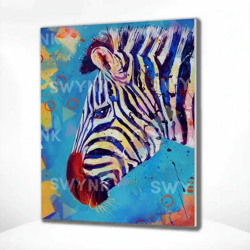 Painting by numbers Zebra with Blue Background