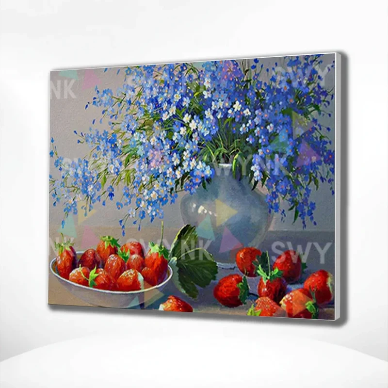 Painting by numbers Flowers with Strawberries