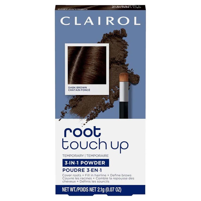 WHOLESALE CLAIROL ROOT TOUCH UP TEMPORARY 3-IN-1 POWDER 0.07 OZ - DARK BROWN - 48 PIECE LOT