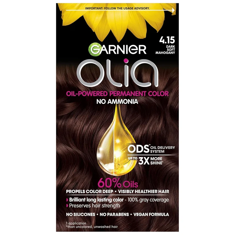 WHOLESALE GARNIER OLIA AMMONIA FREE HAIR COLOR - DARK SOFT MAHOGANY 4.15 - 48 PIECE LOT
