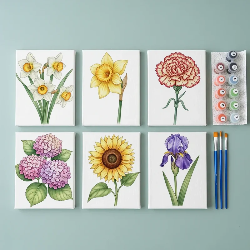 The Language of Flowers - Mini Painting by numbers Set of 6